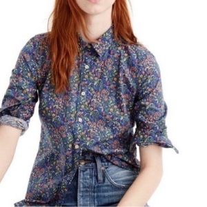 J Crew Liberty “catesby” Floral Button Up Shirt Blue Size 4